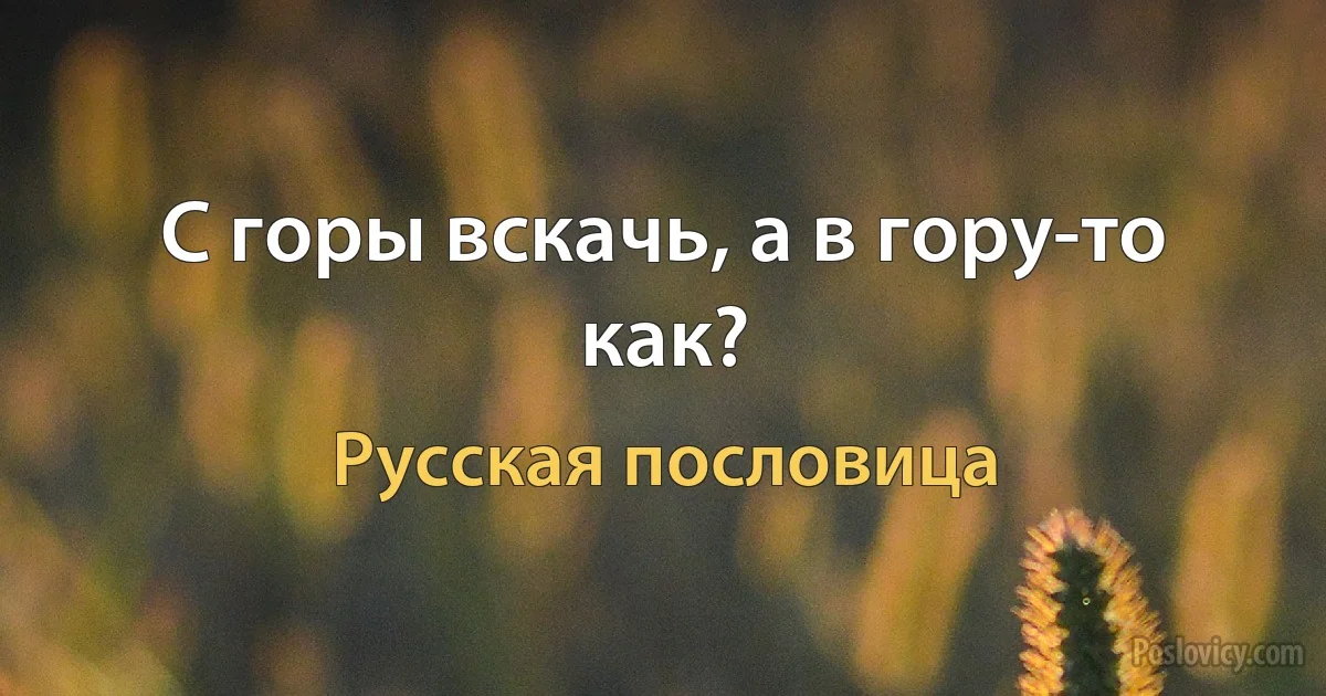 С горы вскачь, а в гору-то как? (Русская пословица)