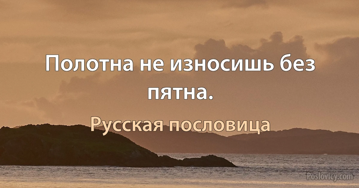 Полотна не износишь без пятна. (Русская пословица)