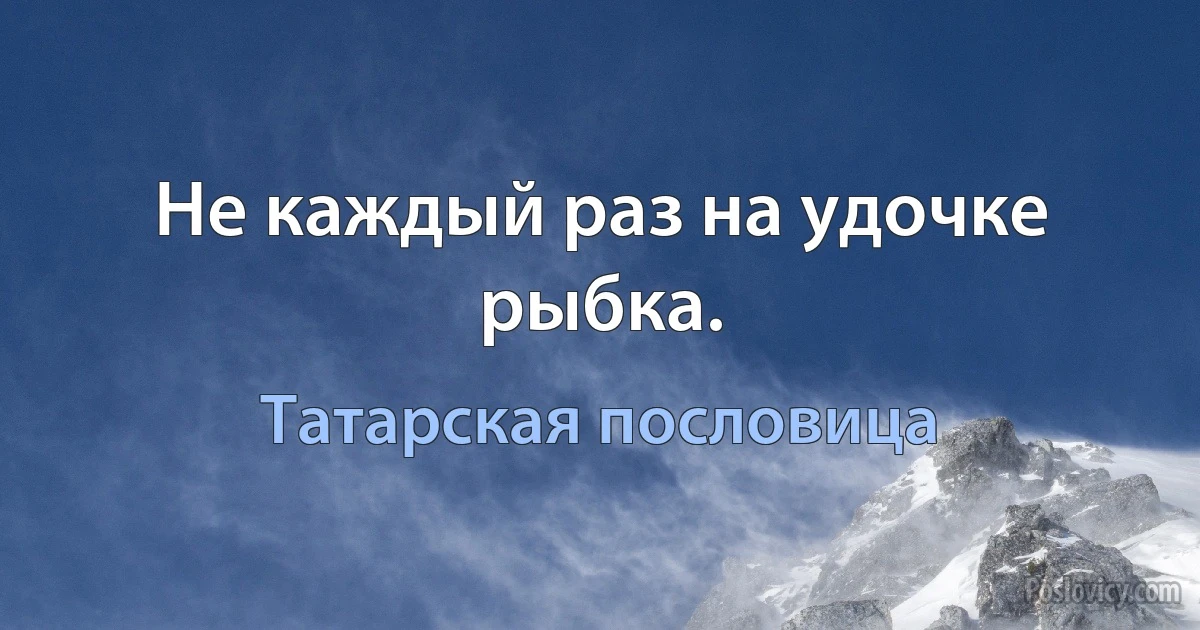 Не каждый раз на удочке рыбка. (Татарская пословица)