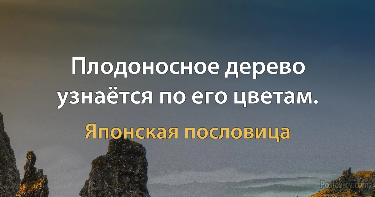 Плодоносное дерево узнаётся по его цветам. (Японская пословица)