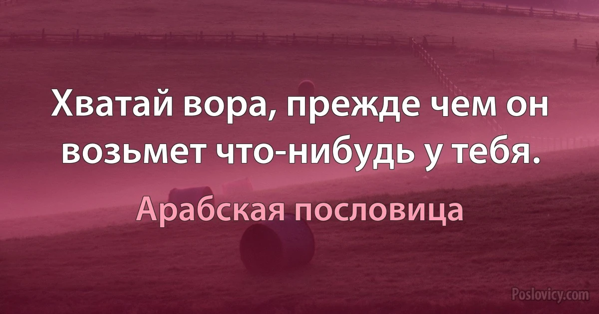 Хватай вора, прежде чем он возьмет что-нибудь у тебя. (Арабская пословица)