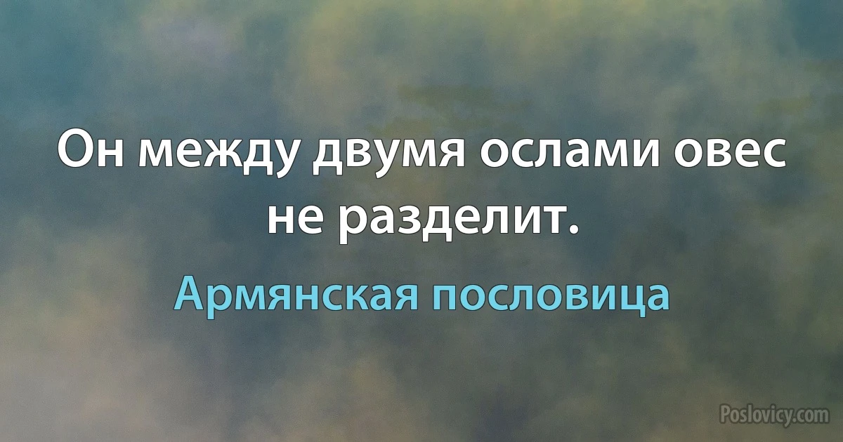 Он между двумя ослами овес не разделит. (Армянская пословица)