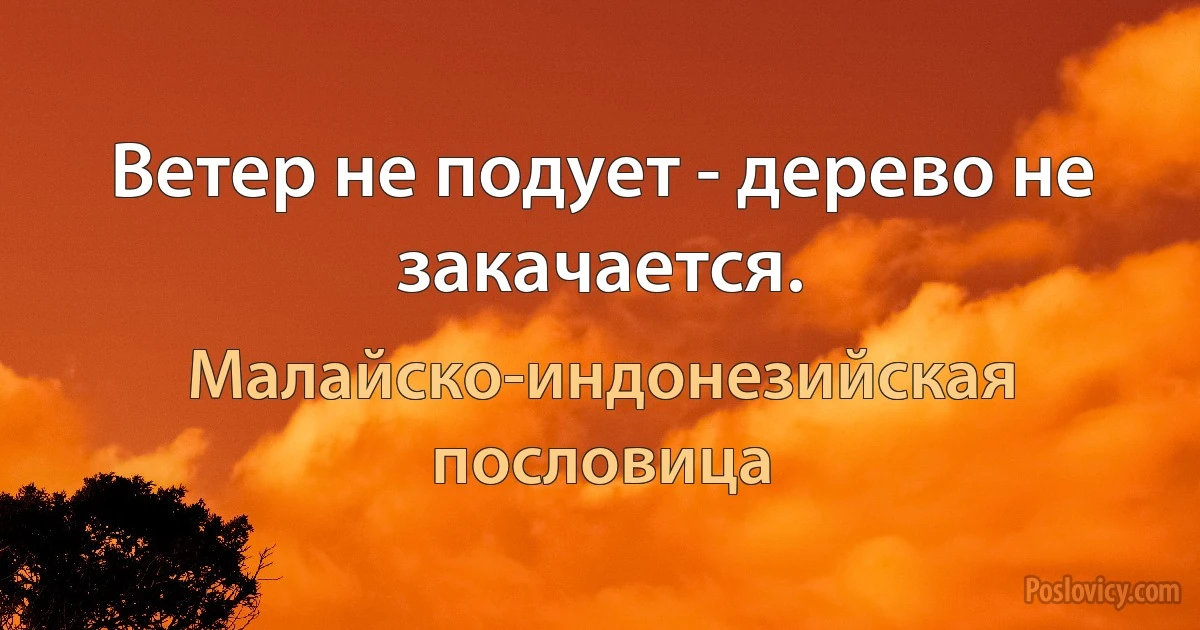 Ветер не подует - дерево не закачается. (Малайско-индонезийская пословица)