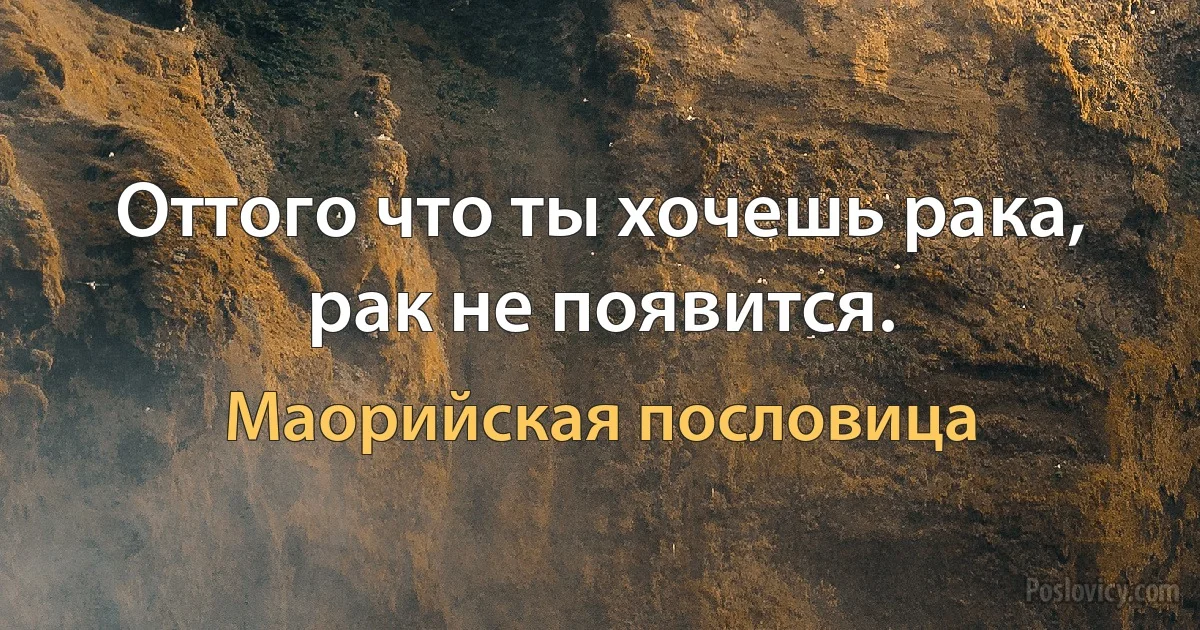 Оттого что ты хочешь рака, рак не появится. (Маорийская пословица)