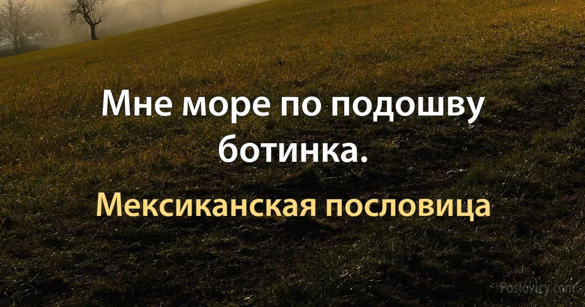 Мне море по подошву ботинка. (Мексиканская пословица)