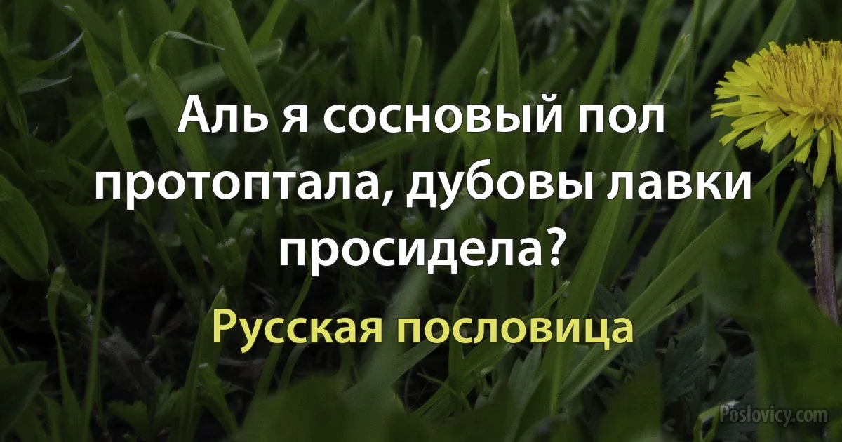 Аль я сосновый пол протоптала, дубовы лавки просидела? (Русская пословица)