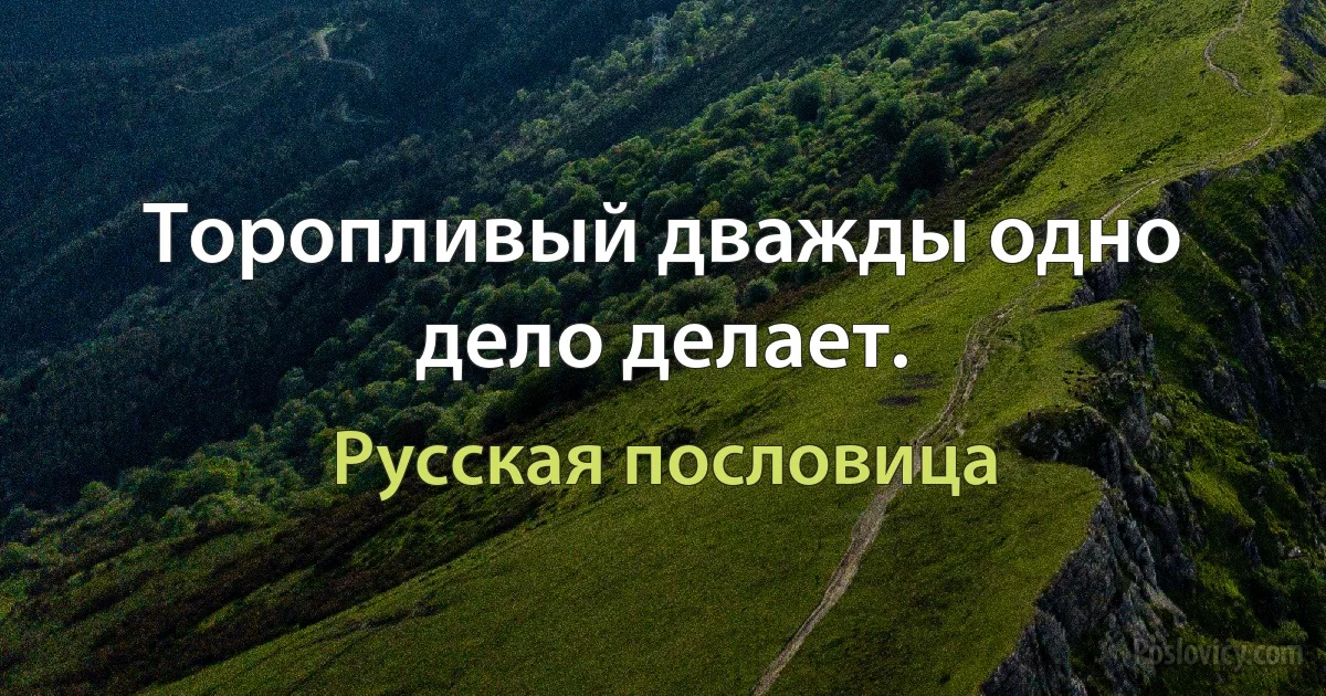 Торопливый дважды одно дело делает. (Русская пословица)