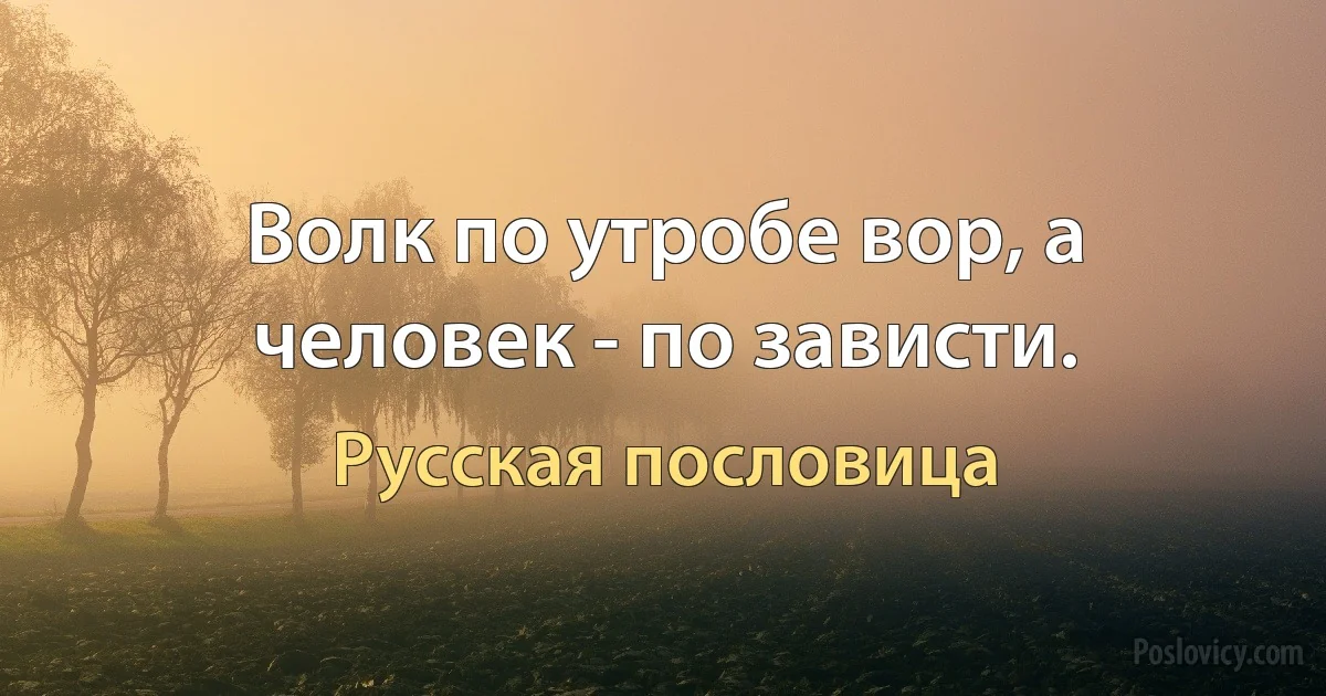 Волк по утробе вор, а человек - по зависти. (Русская пословица)