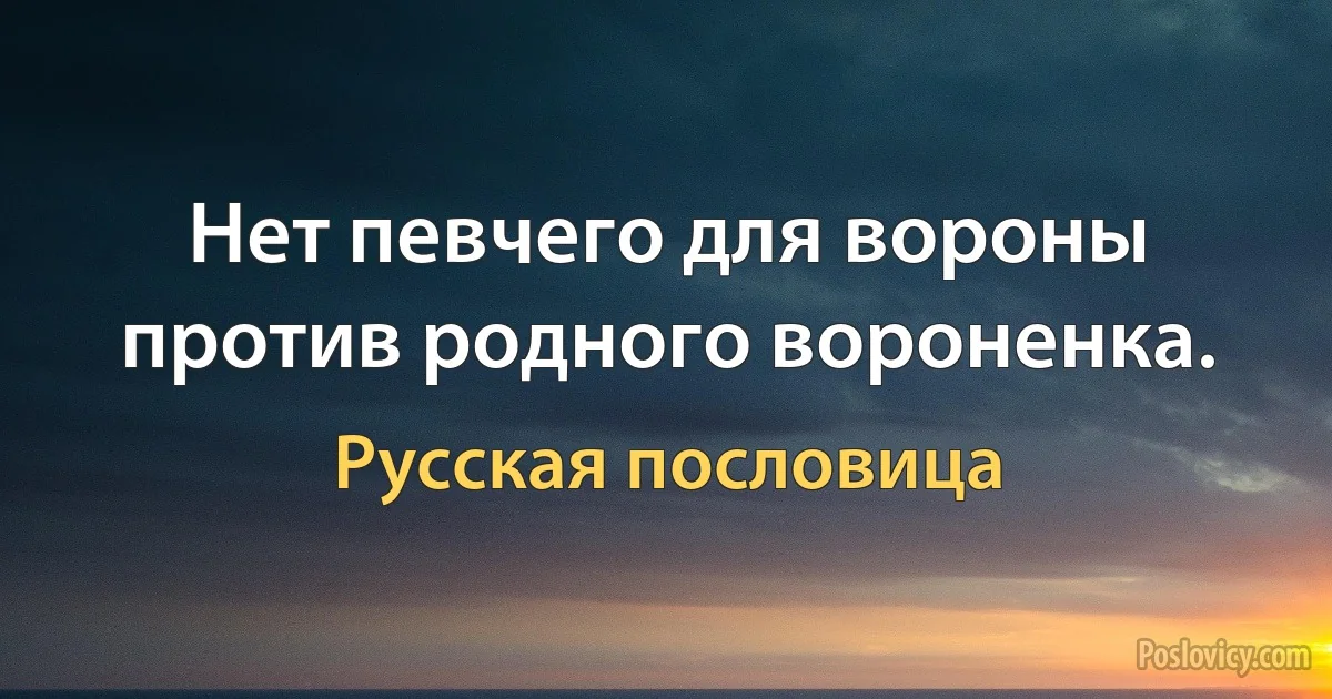 Нет певчего для вороны против родного вороненка. (Русская пословица)