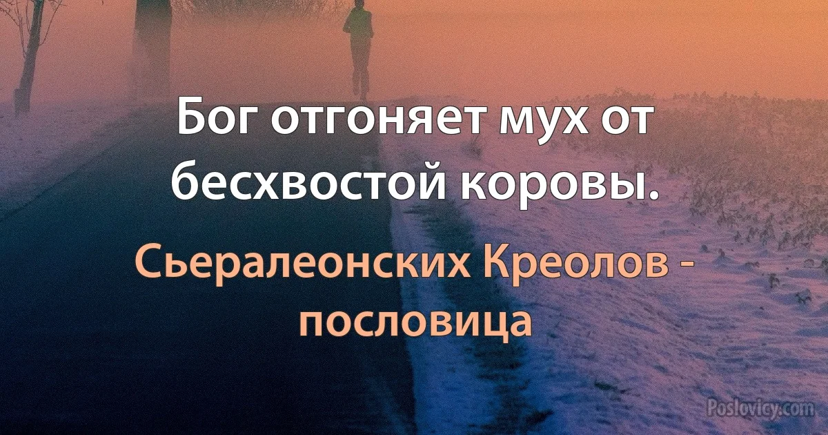 Бог отгоняет мух от бесхвостой коровы. (Сьералеонских Креолов - пословица)