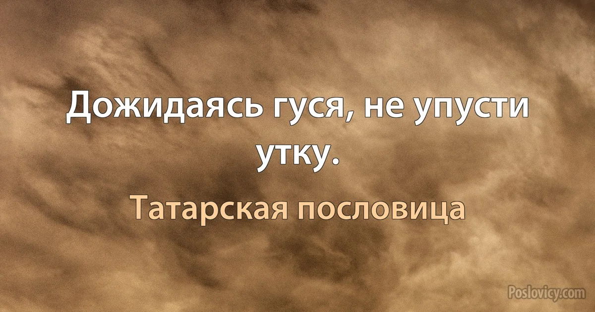 Дожидаясь гуся, не упусти утку. (Татарская пословица)