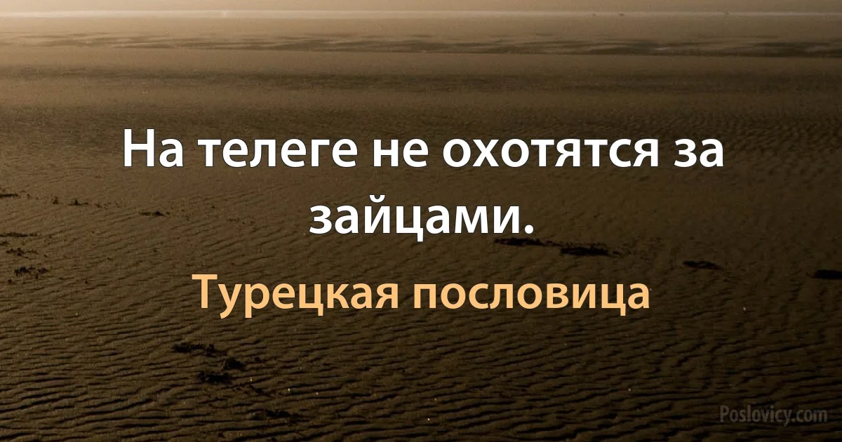 На телеге не охотятся за зайцами. (Турецкая пословица)