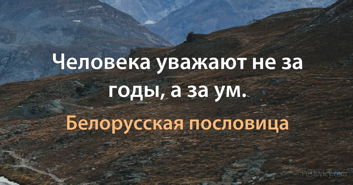 Человека уважают не за годы, а за ум. (Белорусская пословица)