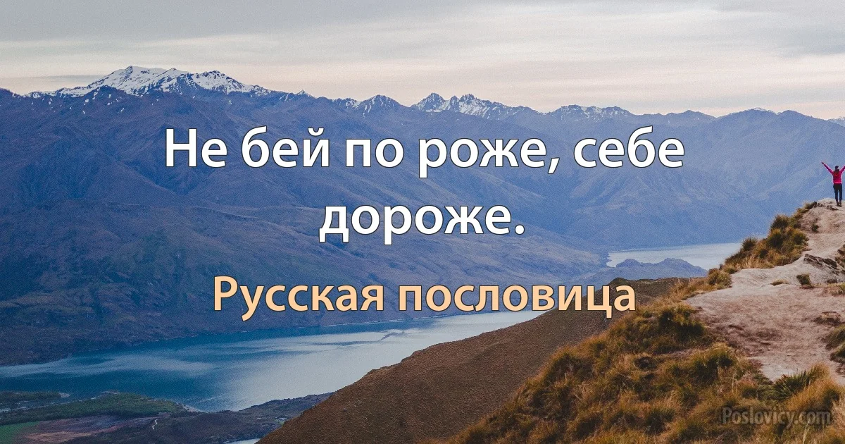 Не бей по роже, себе дороже. (Русская пословица)