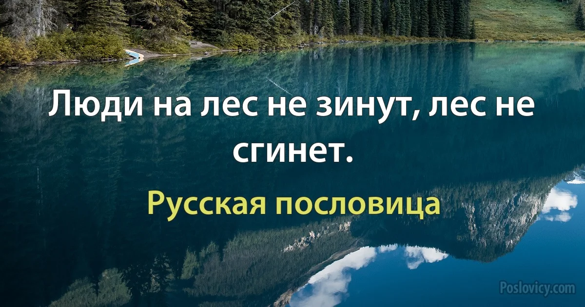 Люди на лес не зинут, лес не сгинет. (Русская пословица)