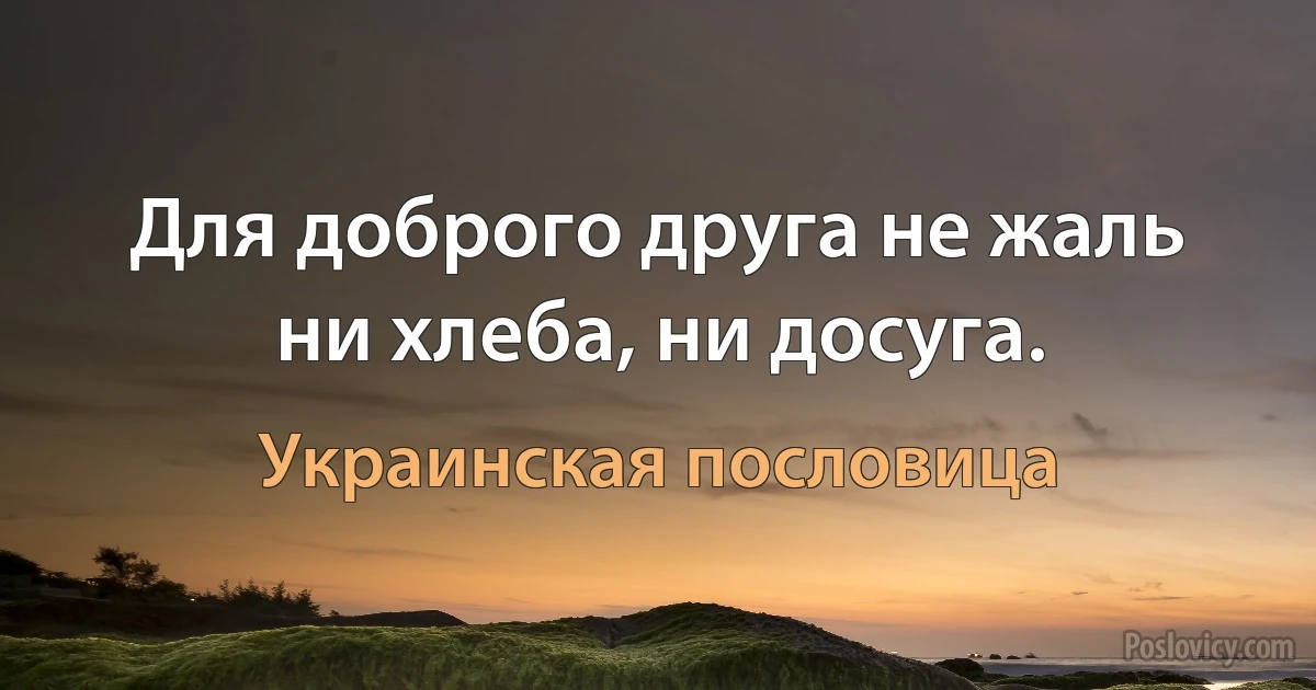 Для доброго друга не жаль ни хлеба, ни досуга. (Украинская пословица)