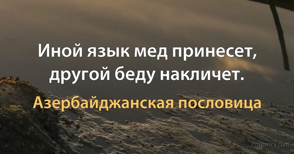 Иной язык мед принесет, другой беду накличет. (Азербайджанская пословица)