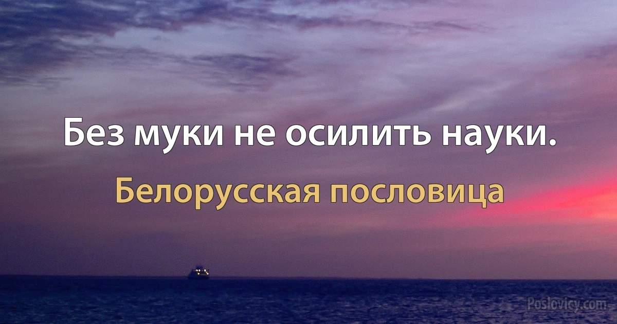 Без муки не осилить науки. (Белорусская пословица)