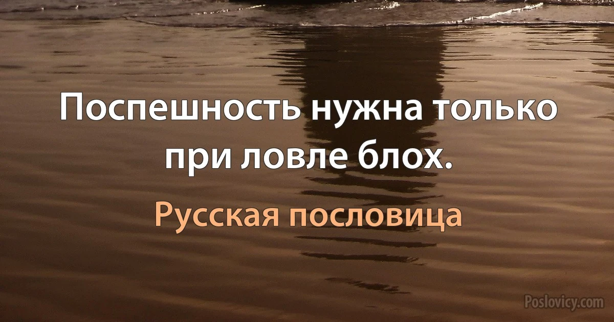 Поспешность нужна только при ловле блох. (Русская пословица)