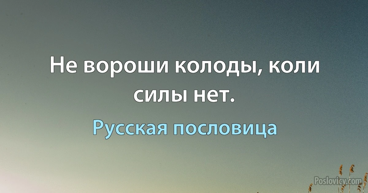 Не вороши колоды, коли силы нет. (Русская пословица)