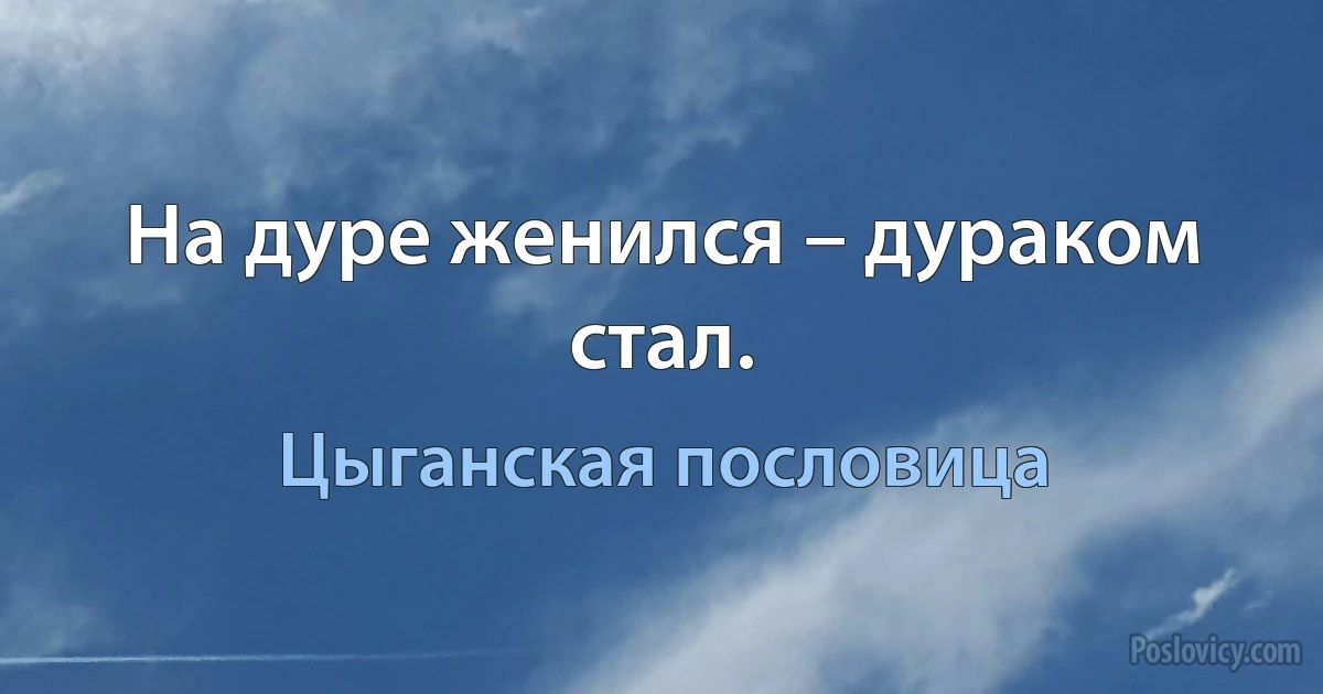 На дуре женился – дураком стал. (Цыганская пословица)