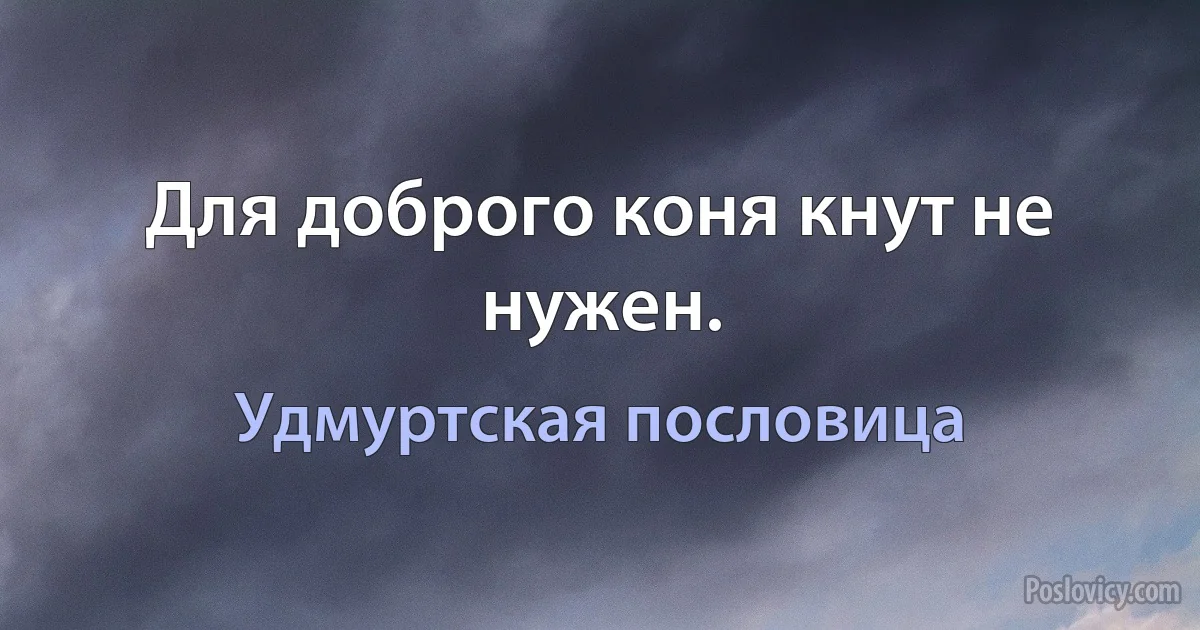 Для доброго коня кнут не нужен. (Удмуртская пословица)