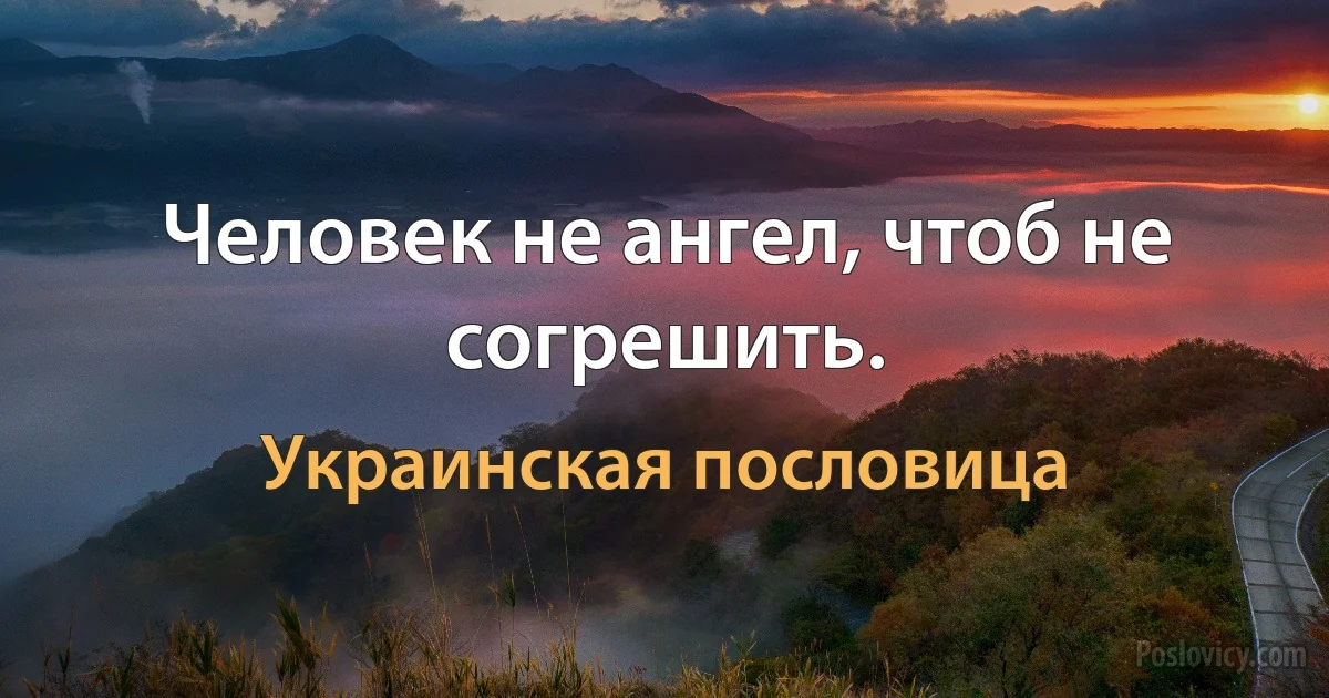 Человек не ангел, чтоб не согрешить. (Украинская пословица)