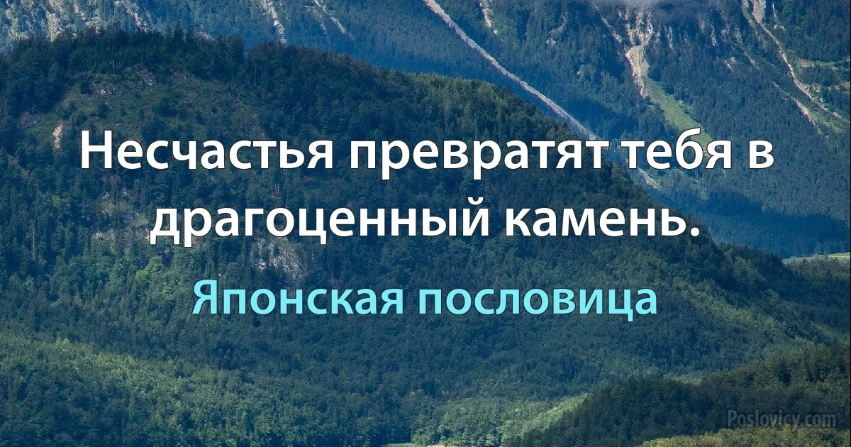 Несчастья превратят тебя в драгоценный камень. (Японская пословица)