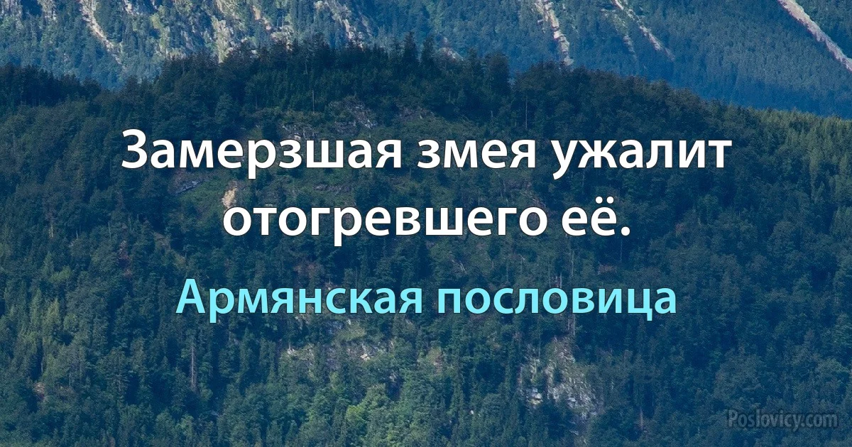 Замерзшая змея ужалит отогревшего её. (Армянская пословица)