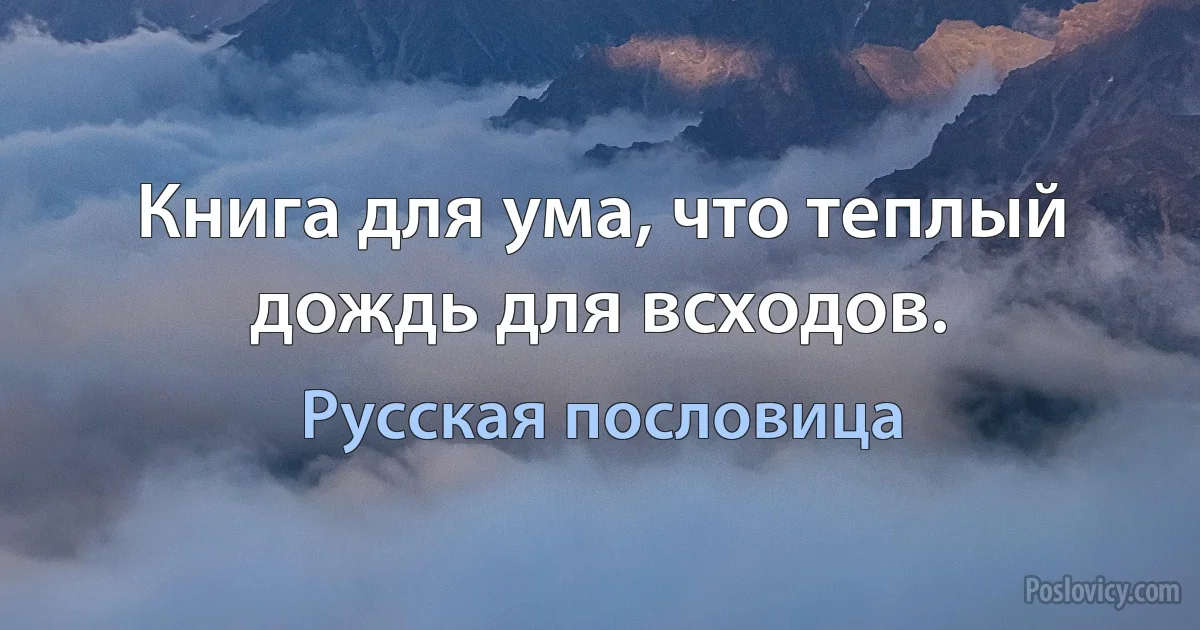 Книга для ума, что теплый дождь для всходов. (Русская пословица)