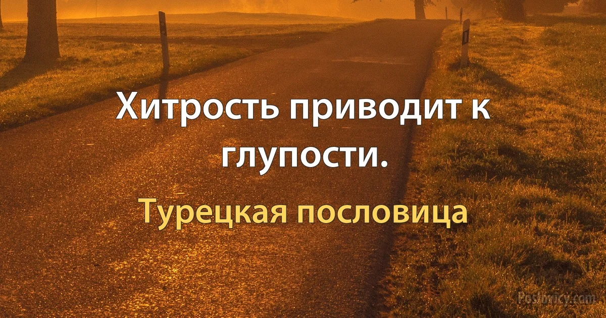 Хитрость приводит к глупости. (Турецкая пословица)