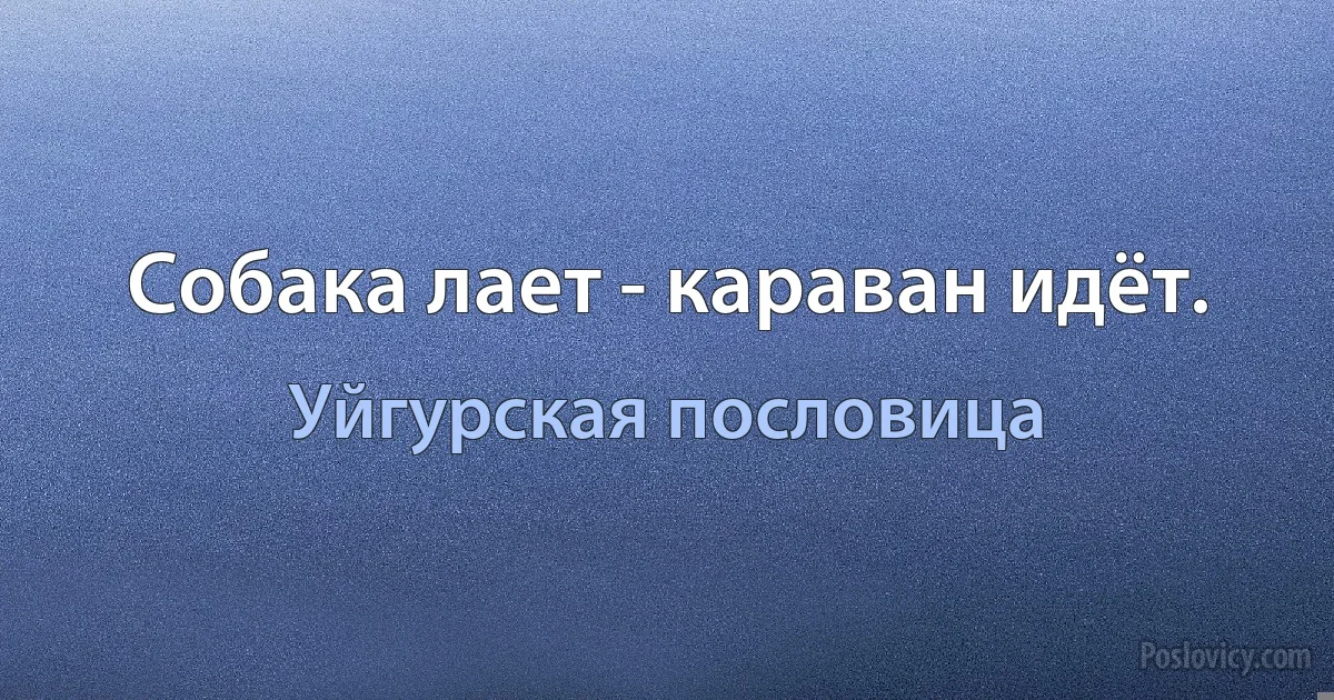 Собака лает - караван идёт. (Уйгурская пословица)