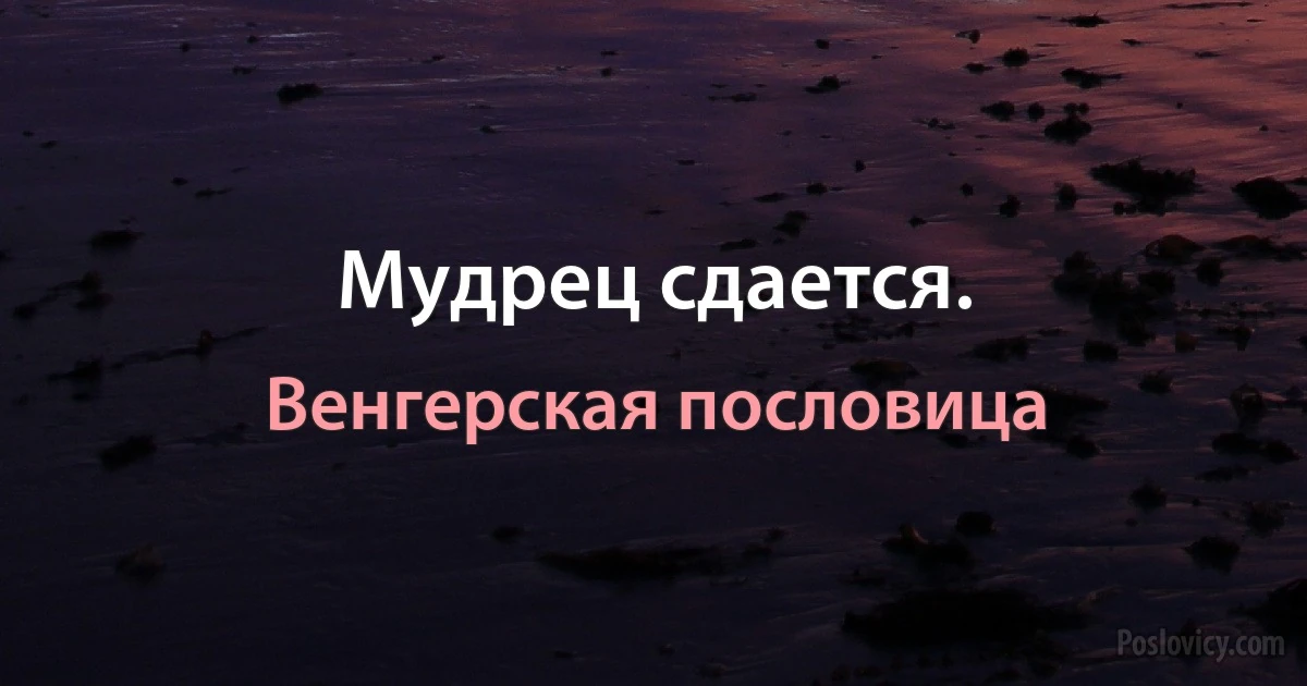 Мудрец сдается. (Венгерская пословица)