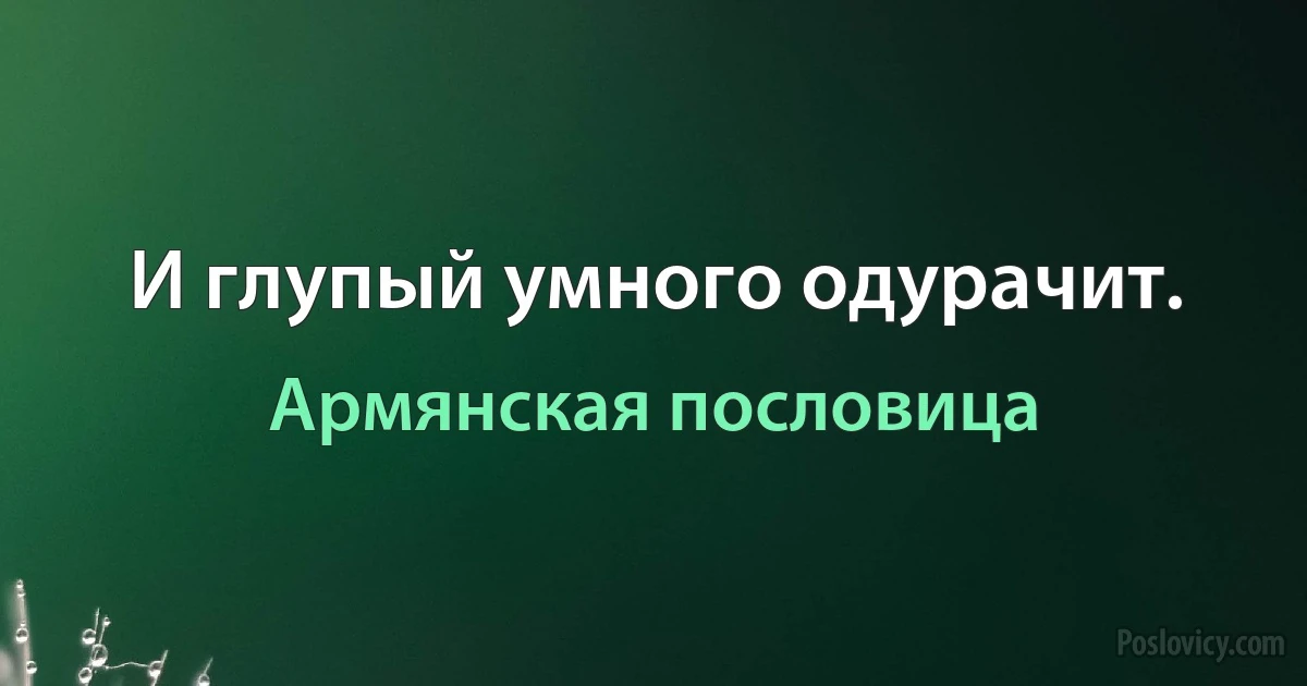 И глупый умного одурачит. (Армянская пословица)