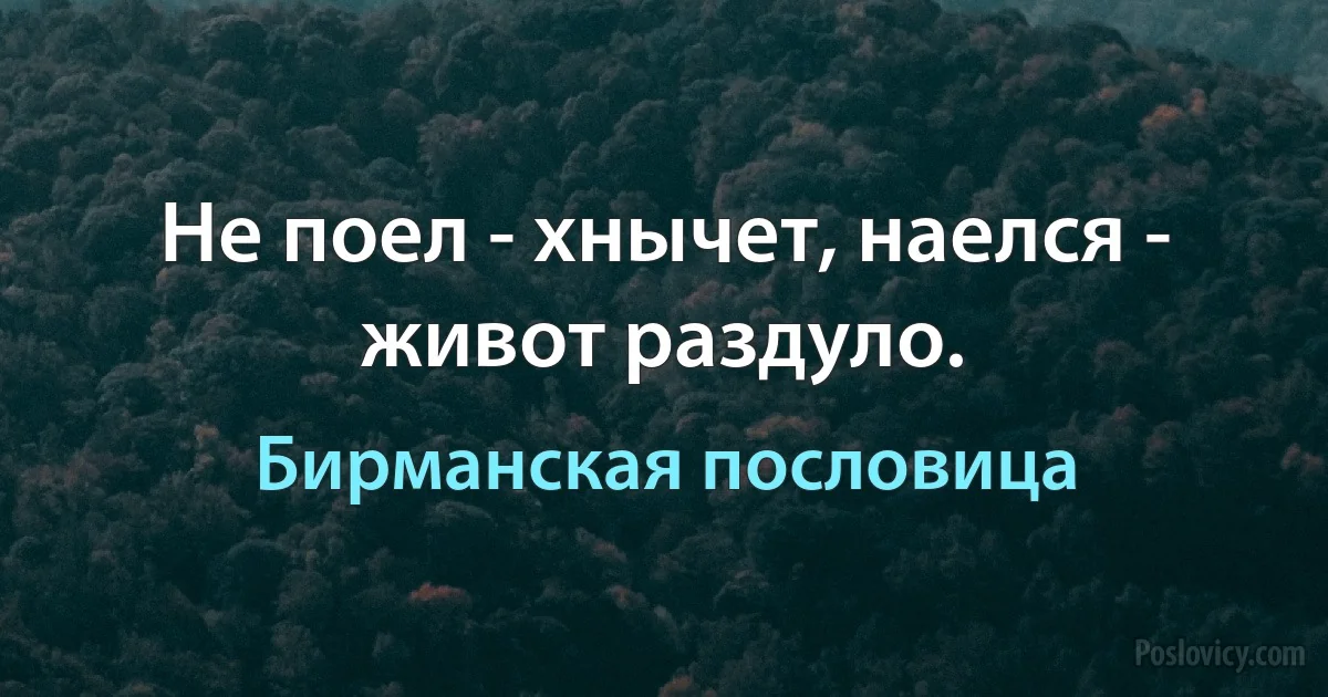 Не поел - хнычет, наелся - живот раздуло. (Бирманская пословица)