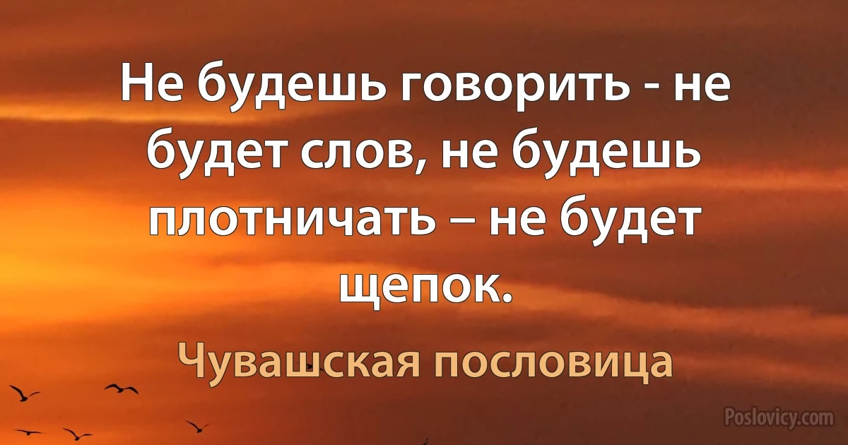 Не будешь говорить - не будет слов, не будешь плотничать – не будет щепок. (Чувашская пословица)