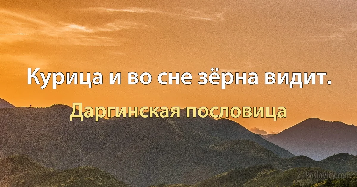 Курица и во сне зёрна видит. (Даргинская пословица)