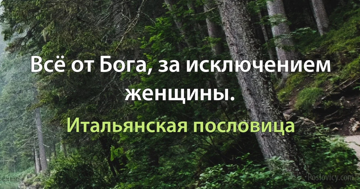 Всё от Бога, за исключением женщины. (Итальянская пословица)