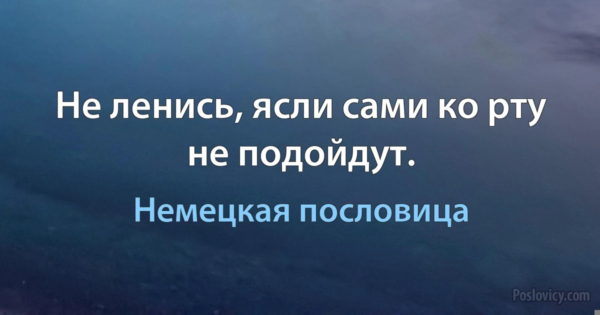 Не ленись, ясли сами ко рту не подойдут. (Немецкая пословица)