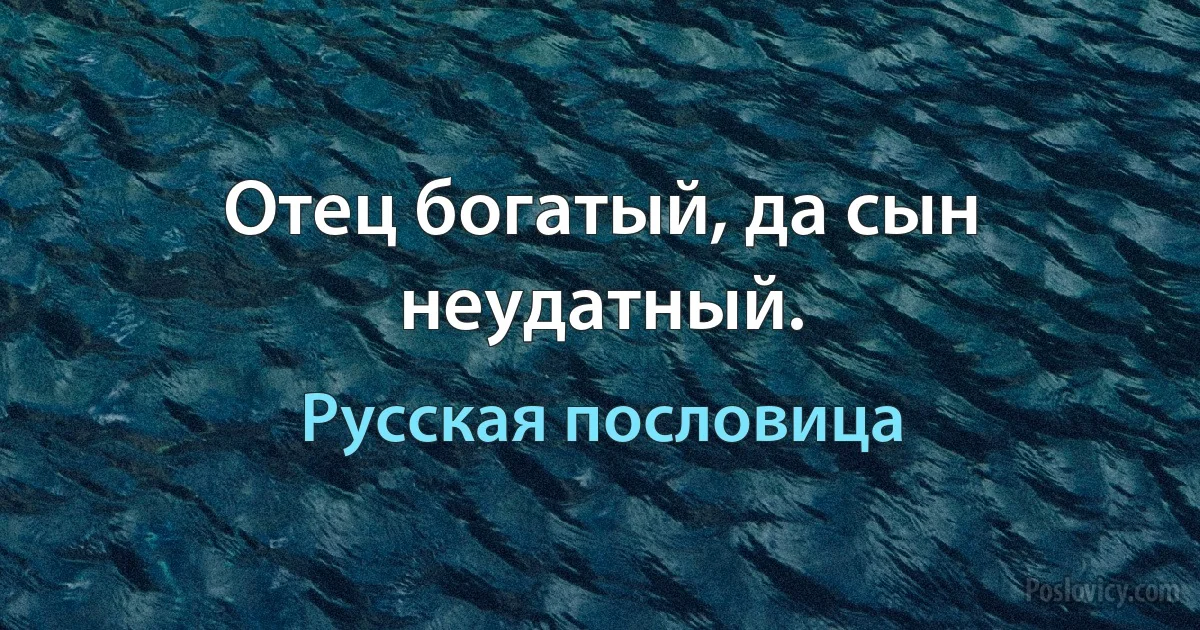 Отец богатый, да сын неудатный. (Русская пословица)