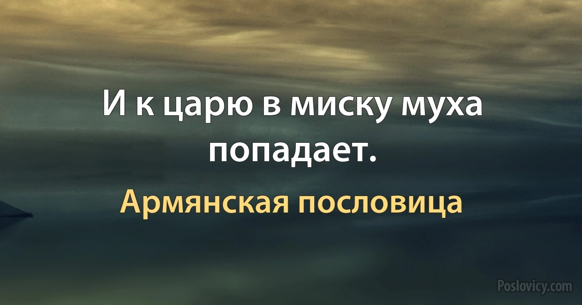 И к царю в миску муха попадает. (Армянская пословица)