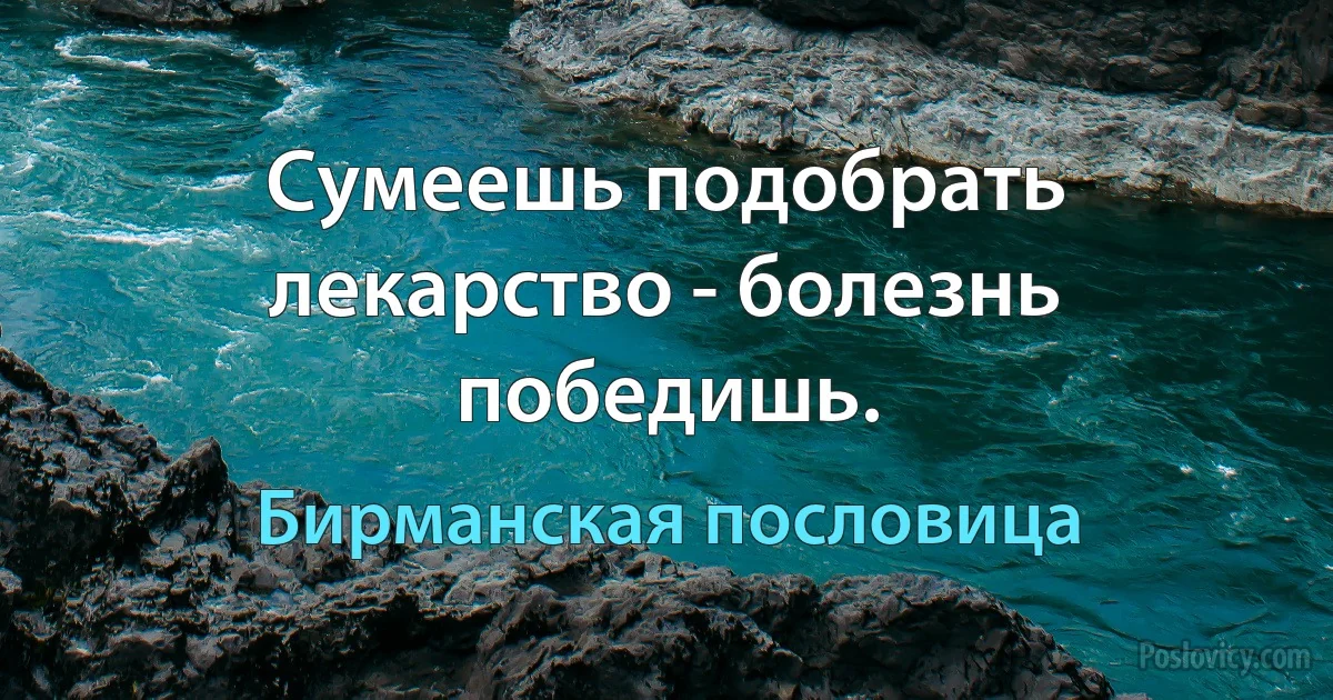 Сумеешь подобрать лекарство - болезнь победишь. (Бирманская пословица)