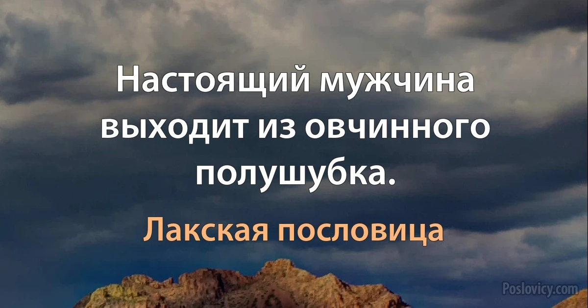 Настоящий мужчина выходит из овчинного полушубка. (Лакская пословица)