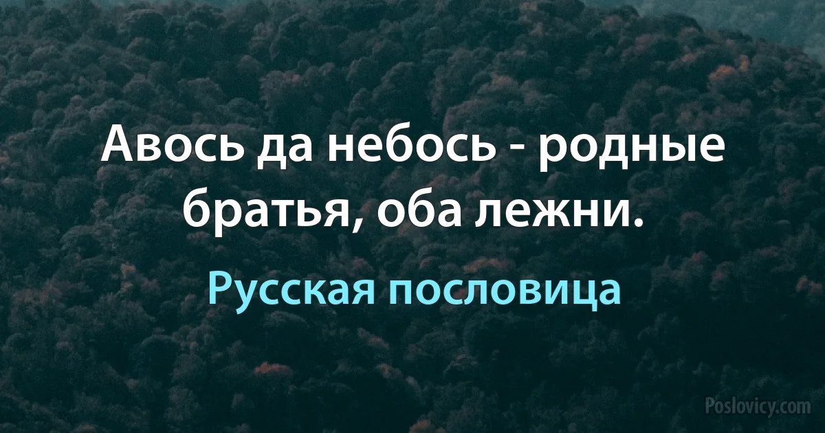 Авось да небось - родные братья, оба лежни. (Русская пословица)