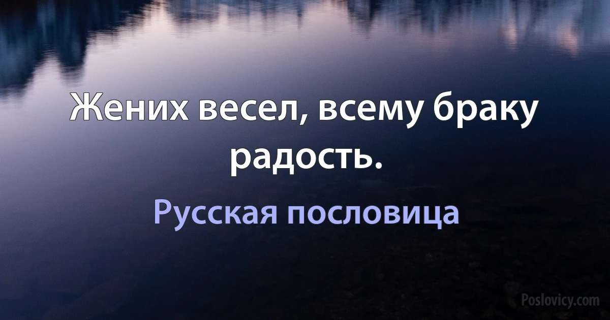 Жених весел, всему браку радость. (Русская пословица)