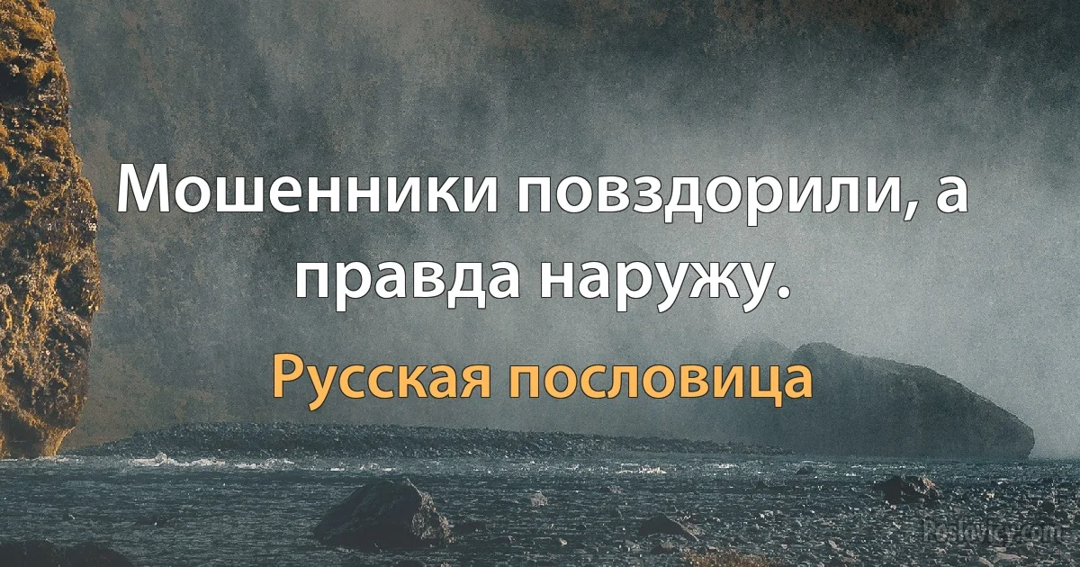 Мошенники повздорили, а правда наружу. (Русская пословица)