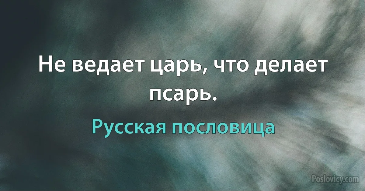 Не ведает царь, что делает псарь. (Русская пословица)