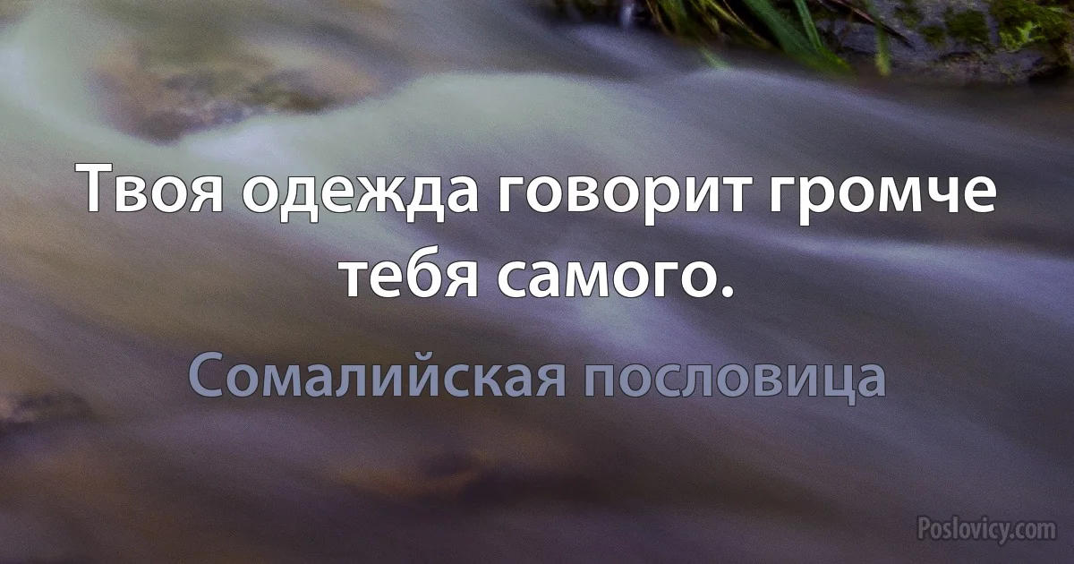 Твоя одежда говорит громче тебя самого. (Сомалийская пословица)