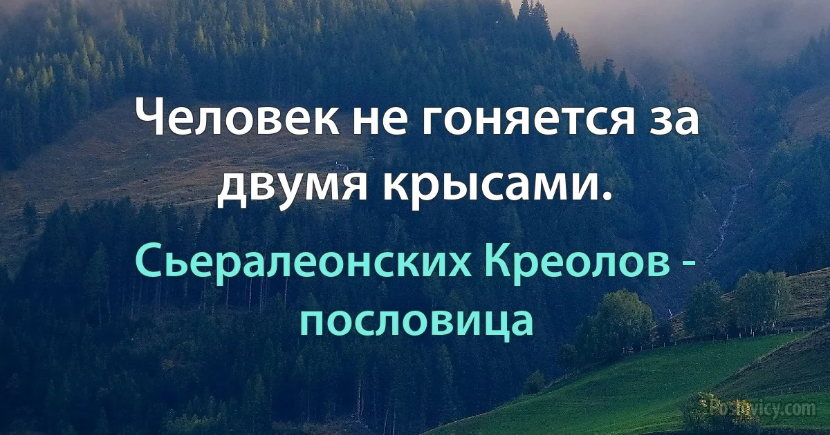 Человек не гоняется за двумя крысами. (Сьералеонских Креолов - пословица)