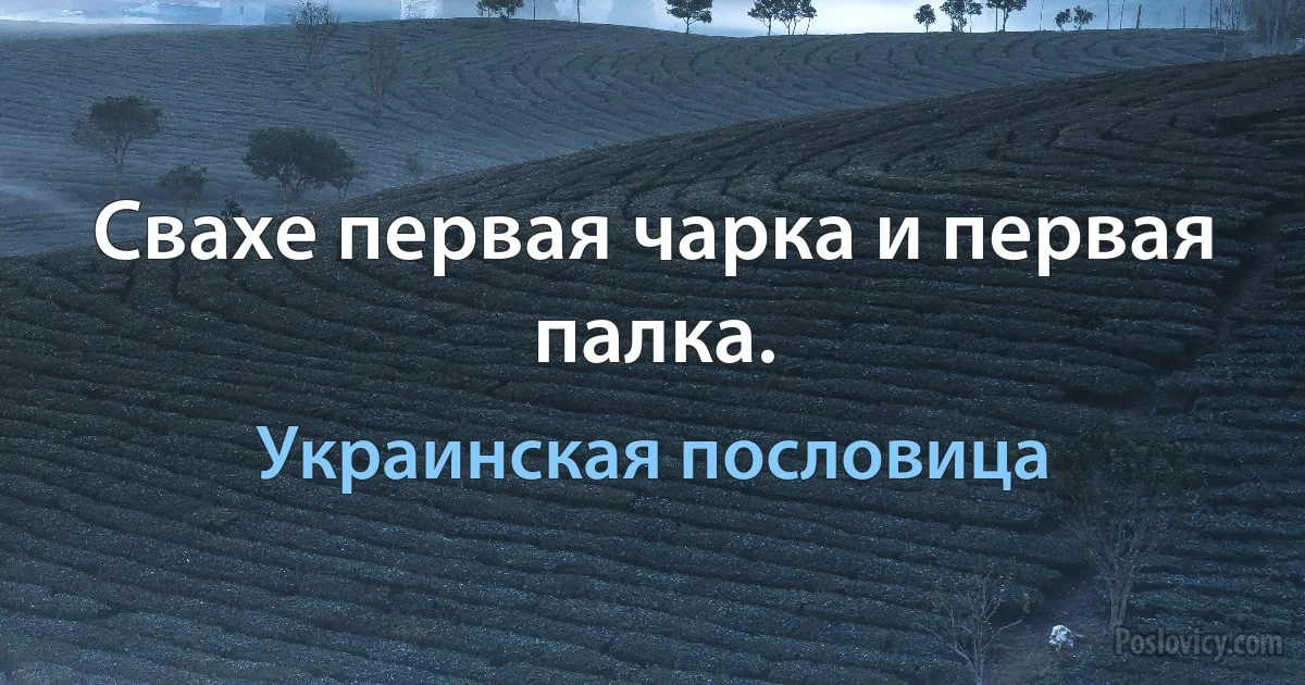 Свахе первая чарка и первая палка. (Украинская пословица)